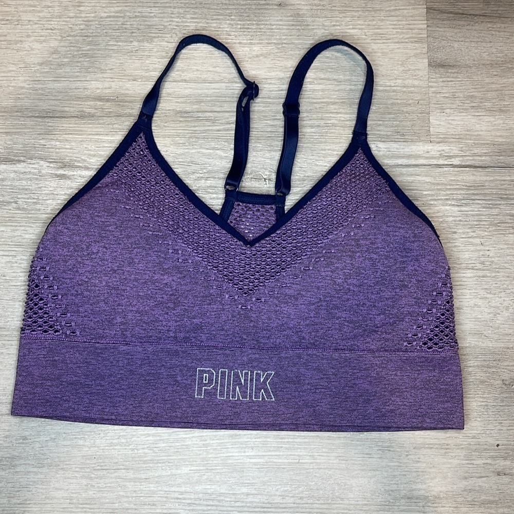Victorias Secret PINK Active Unined Sports Bra XS Purple Racerback
